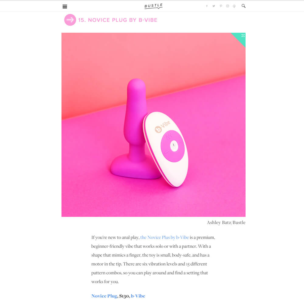 b-Vibe Novice Plug featured on Bustle as one of the most innovative products