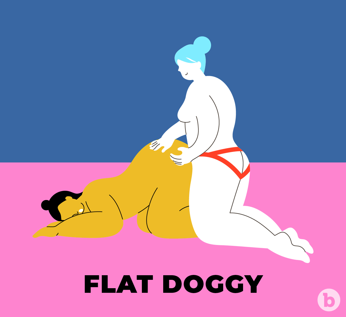 The flat doggy position allows for deeper penetration during pegging and anal sex