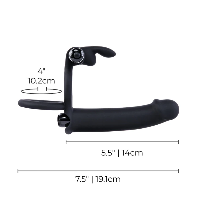 6 Inch Realistic Vibrating Rabbit Double Penetration Strap-On Cock Ring |  b-Vibe