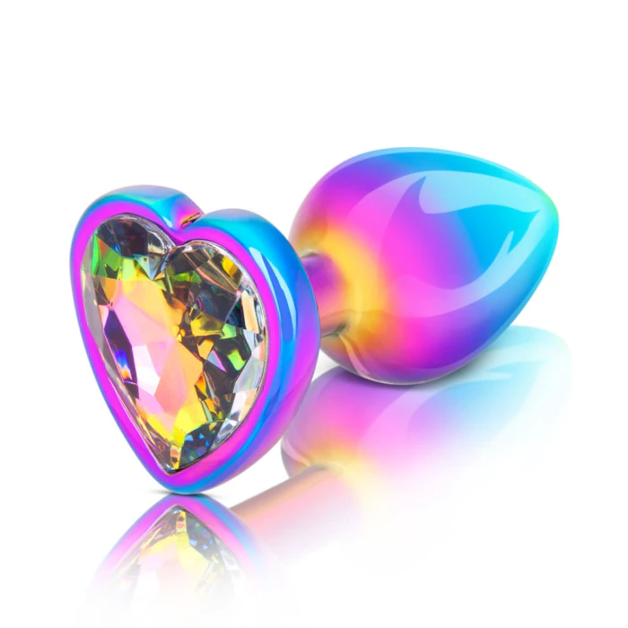 B-Vibe Rainbow Anal Plug With Rainbow Heart Stone