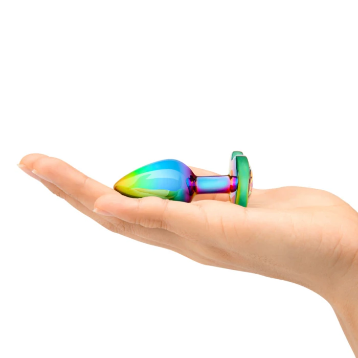 finger anal plug Rainbow Metal Anal Plug with Rainbow Crystal Stone (NEW) main image 1