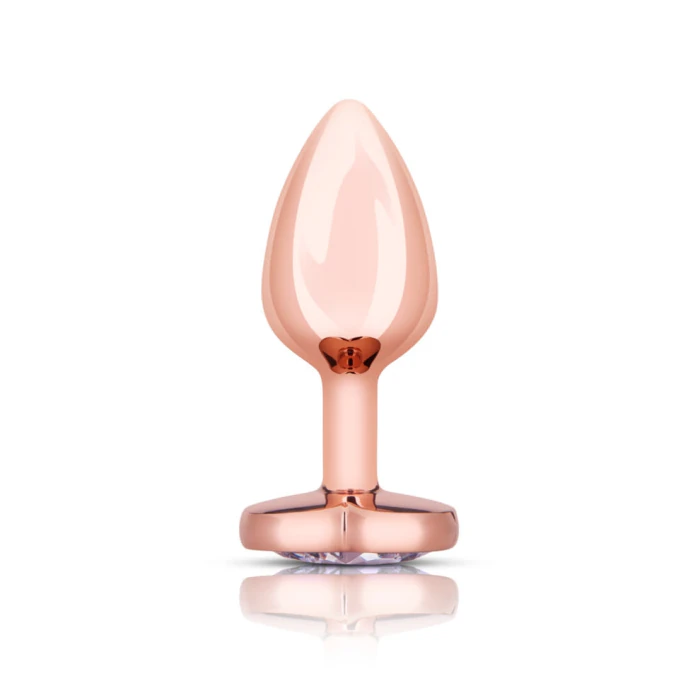 Rose Gold Metal Anal Plug with Clear Heart Crystal Stone (NEW) | b-Vibe Rose Gold Metal Anal Plug with Clear Heart Crystal Stone (NEW) | b-Vibe