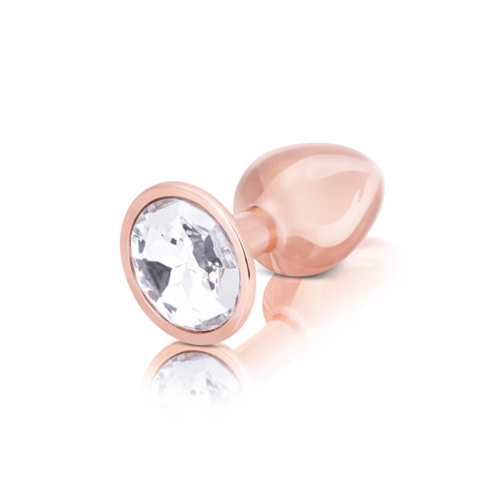 B-Vibe Rose Gold Anal Plug With Clear Stone
