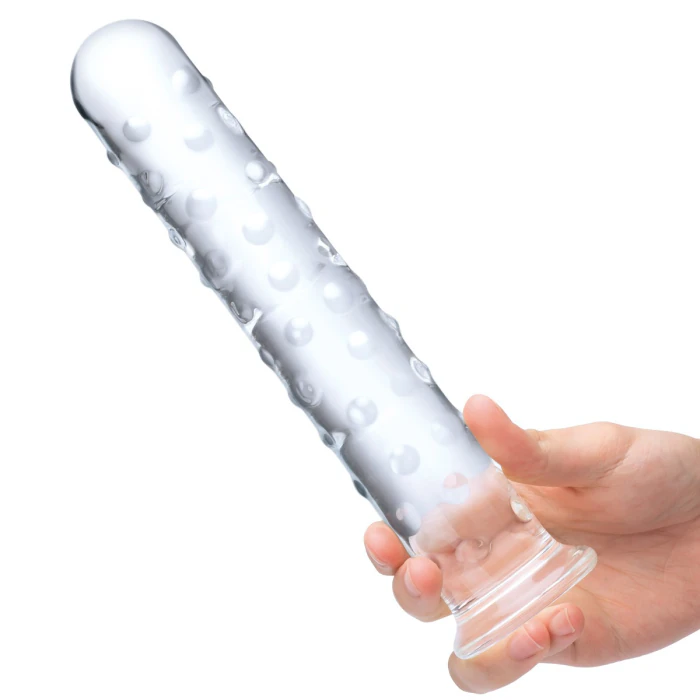 mature women in garter belts Pleasure Glass Dildo with Silicone Base
