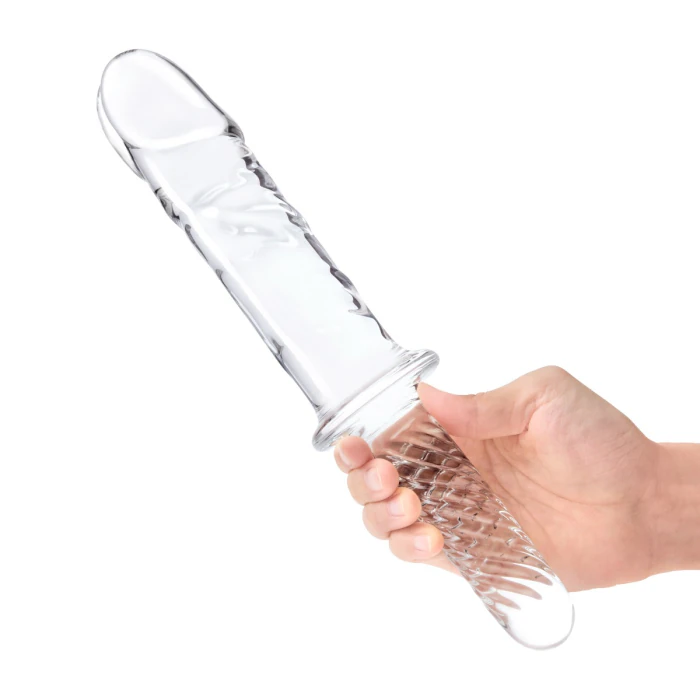 Glas Toy 11 Inch Girthy Realistic Double-Ended Glass Dildo with Handle |  b-Vibe