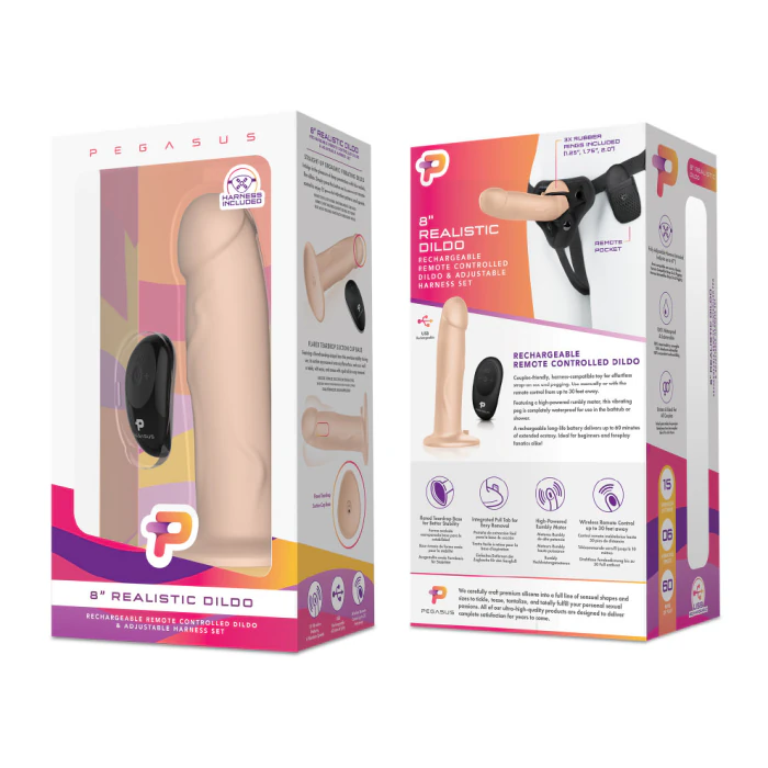 Pegasus 6.5 Realistic Silicone Vibrating Pegging Dildo Set | b-Vibe