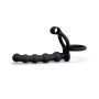 6 inch beaded vibrating double penetration strap-on cock ring
