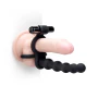 6 inch beaded vibrating double penetration strap-on cock ring