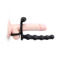 6 inch beaded vibrating double penetration strap-on cock ring