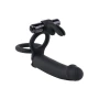 6 Inch Realistic Vibrating Rabbit Double Penetration Strap-On Cock Ring