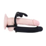 6 Inch Realistic Vibrating Rabbit Double Penetration Strap-On Cock Ring