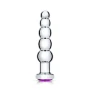 B-Vibe 5 Beads Silver Anal Plug With Purple Stone