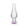 B-Vibe Silver Anal Plug With Purple Round Stone Largeb-Vibe Silver Anal Plug With Purple Round Stone Large