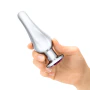 B-Vibe Silver Anal Plug With Purple Round Stone Largeb-Vibe Silver Anal Plug With Purple Round Stone Large