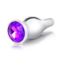 B-Vibe Silver Anal Plug With Purple Round Stone Medium