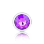 B-Vibe Silver Anal Plug With Purple Round Stone Medium