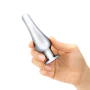 B-Vibe Silver Anal Plug With Purple Round Stone Medium