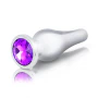 B-Vibe Silver Anal Plug With Purple Round Stone Small