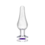 B-Vibe Silver Anal Plug With Purple Round Stone Small