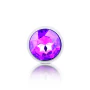 B-Vibe Silver Anal Plug With Purple Round Stone Small