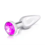 B-Vibe Thick Silver Anal Plug With Purple Stone