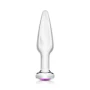 B-Vibe Thick Silver Anal Plug With Purple Stone