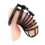 Deluxe Chastity Stainless Steel Cock Cage - Black