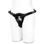 Lux Fetish Full Back Panel Fully Adjustable Unisex Faux Leather Strap-On Harness with Satin Blindfold