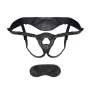 Lux Fetish Full Back Panel Fully Adjustable Unisex Faux Leather Strap-On Harness with Satin Blindfold