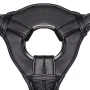 Lux Fetish Full Back Panel Fully Adjustable Unisex Faux Leather Strap-On Harness with Satin Blindfold
