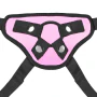Lux Fetish Fully Adjustable Unisex Pretty in Pink Strap-On Harness with Satin Blindfold