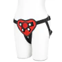 Lux Fetish Fully Adjustable Unisex Red Heart Strap-On Harness with Satin Blindfold
