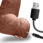 Lux Fetish Fully Adjustable Unisex Six Inch USB Rechargeable Strap-On with Balls Brown