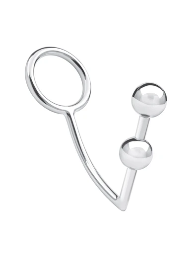 2 bead stainless steel anal hook & 1.75 inch cock ring