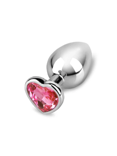 pink heart jewel metal butt plug