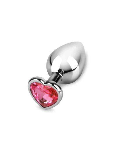 pink heart jewel metal butt plug