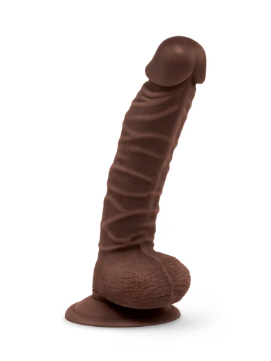 8 inch realistic dildo with suction cup - brown