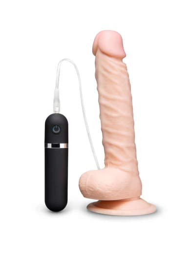 8 inch realistic vibrating dildo with suction cup - cream