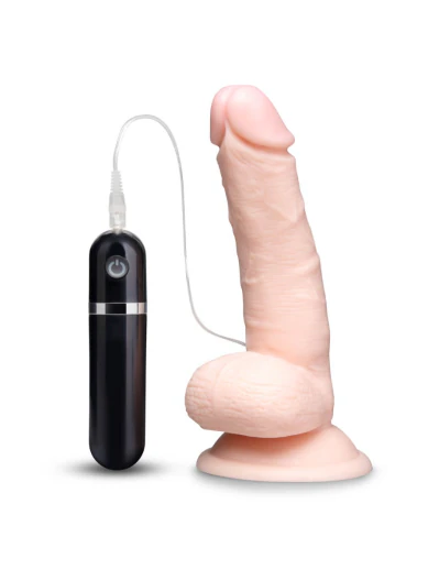 6 inch realistic vibrating dildo with suction cup - cream