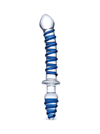 10” mr. swirly double-ended glass dildo & butt plug