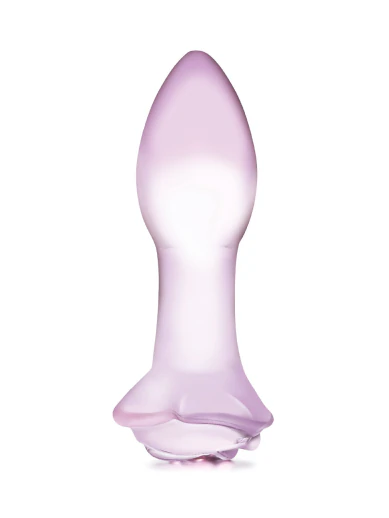 5” rosebud glass butt plug