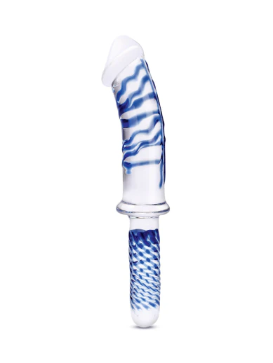 11” realistic double-ended glass dildo with handle