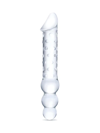 12” double-ended glass dildo with anal beads
