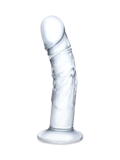 7” curved realistic glass dildo with veins