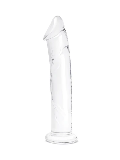 12” glass dildo with veins & flat base