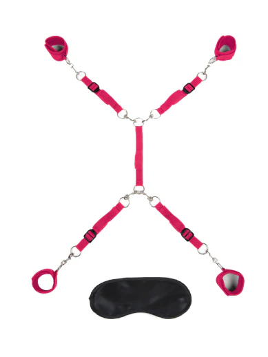 bed spreader 7 piece under mattress restraint - hot pink