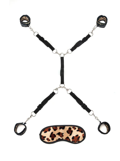 bed spreader 7 piece under mattress restraint - leopard print