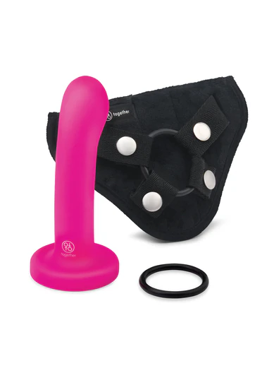 POP 5.5 inch silicone dildo & harness set