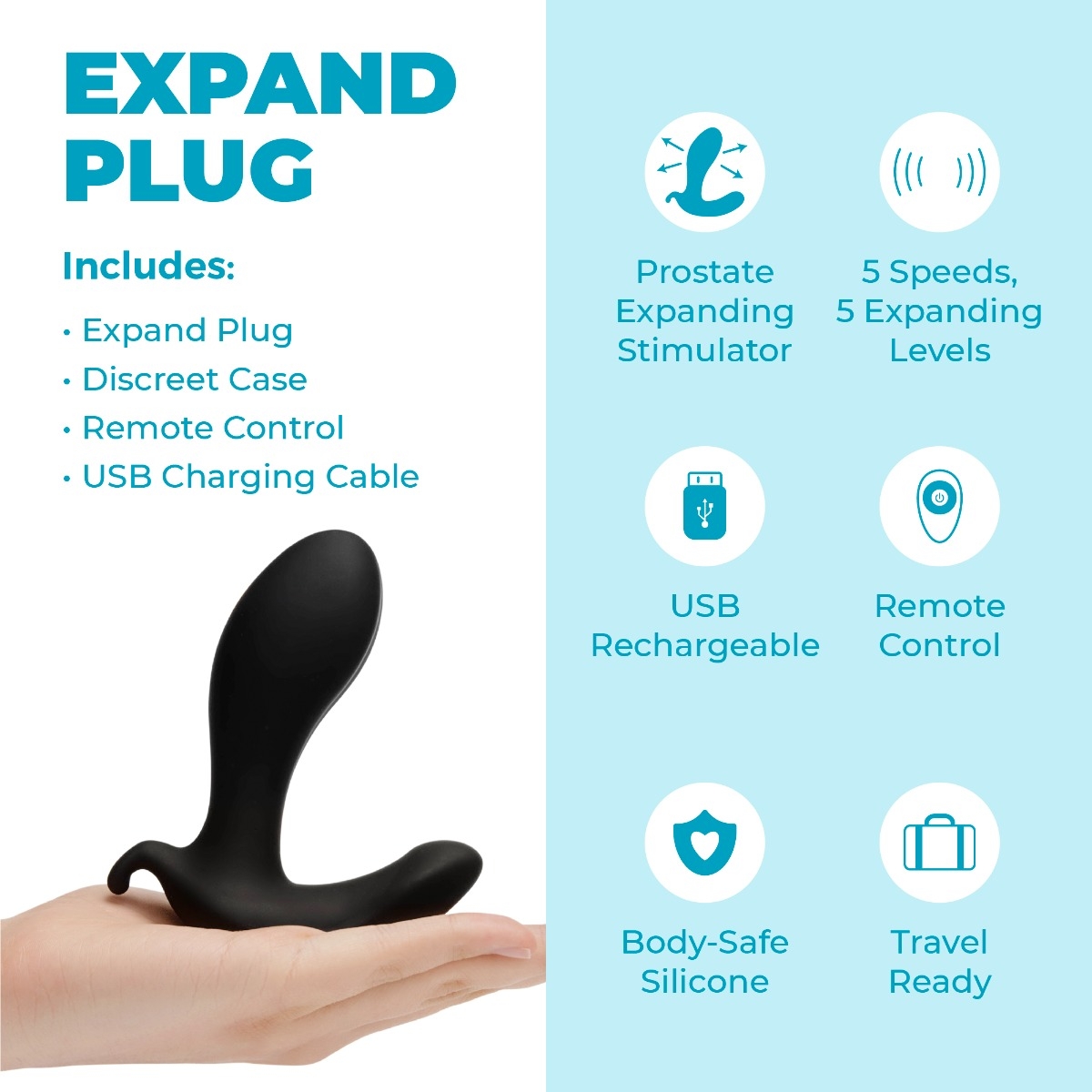 b-Vibe Expand Plug – Expandierbarer Prostata-Vibrator mit Fernbedienung. Exklusive bei RaiX Shop Kosntanz kaufen
