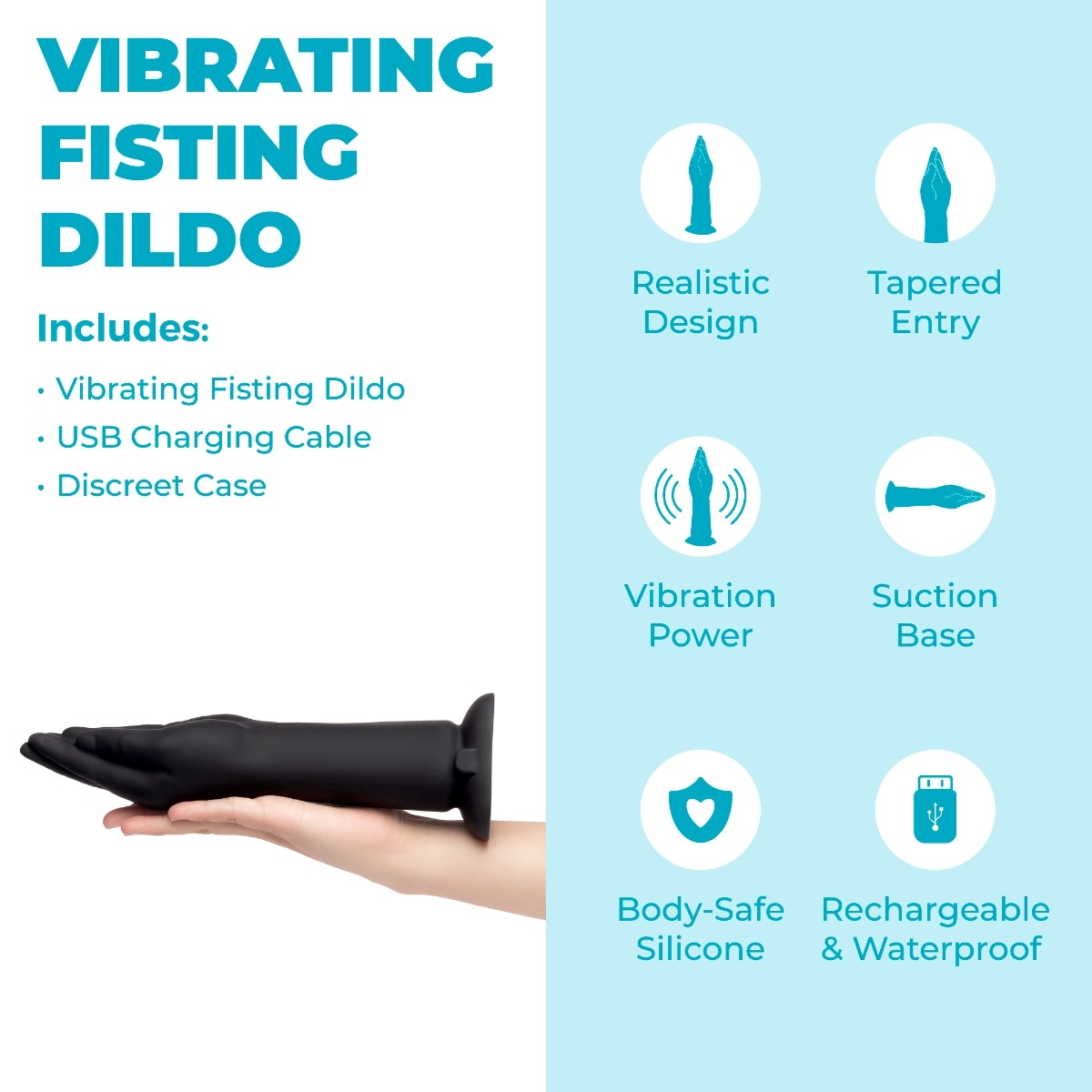 b-Vibe 10.5" USB Rechargeable Vibrating Silicone Realistic Vibrating Hand Fisting Dildo with Suction Base aVibrations Hand Fisting Dildo aus Silikon mit 4 Speed, 6 Modi, Saugnapf & IPX7. Realistische, intensive Stimulation mit Power-Vibration.  Jetzt offiziell bestellen!  Exklusive bei RaiX Shop Konstanz kaufen.